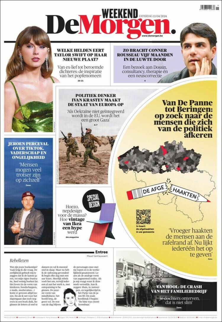 Portada de De Morgen (B&eacute;lgica)