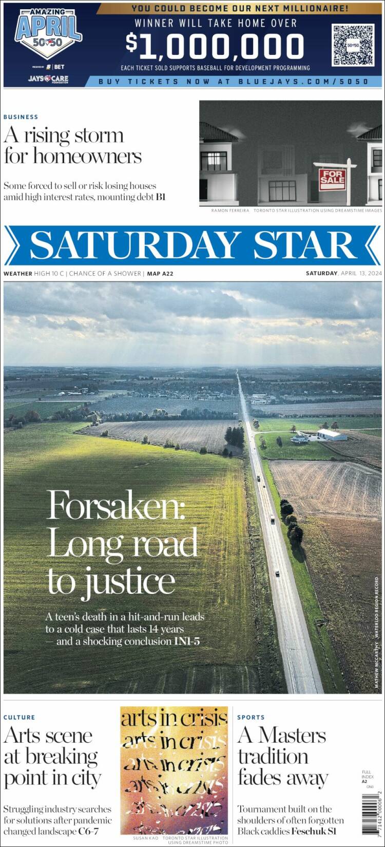 Portada de The Toronto Star (Canadá)