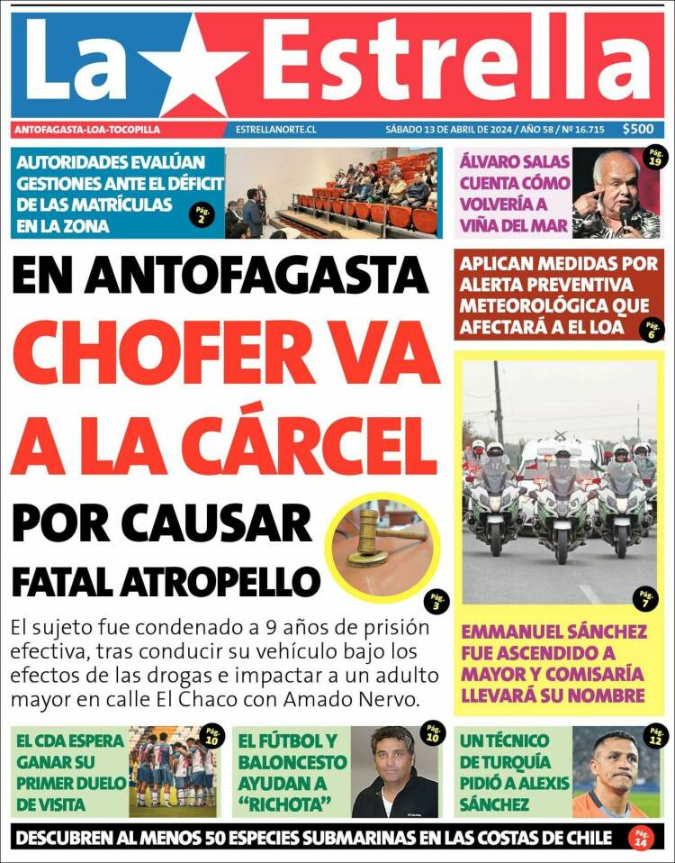 Portada de La Estrella de Tocopilla (Chile)