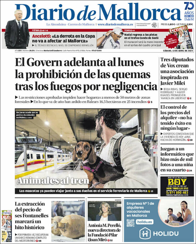 Portada de Diario de Mallorca (España)