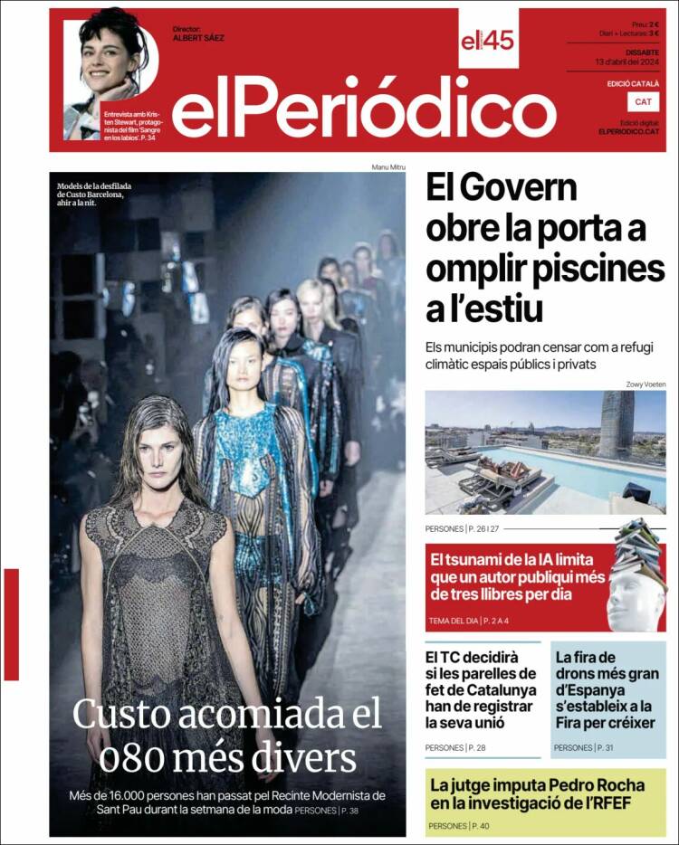 Portada de El Periódico de Catalunya (España)