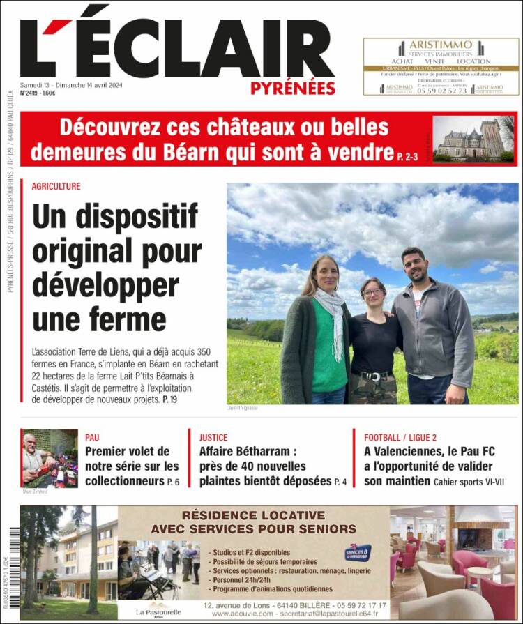 Portada de L'Eclair des Pyrénées (Francia)