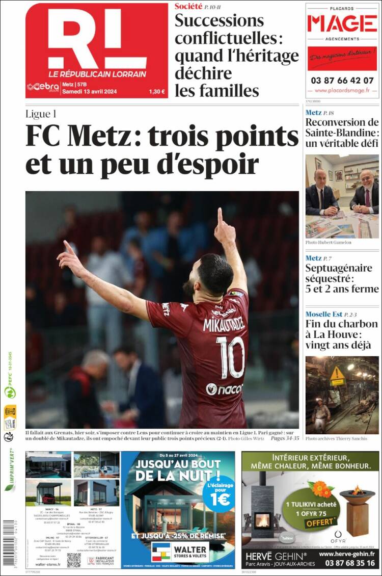 Portada de Le Republicain Lorrain (Francia)
