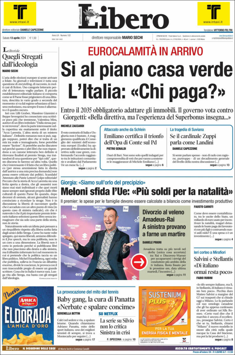 Portada de Libero (Italia)