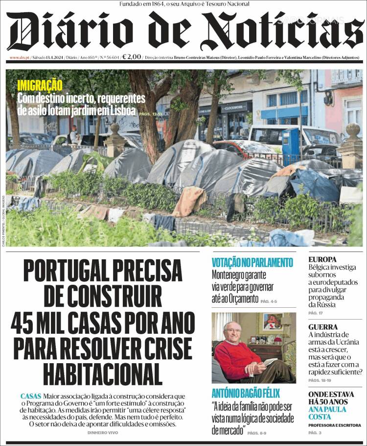 Portada de Diário de Noticias (Portugal)