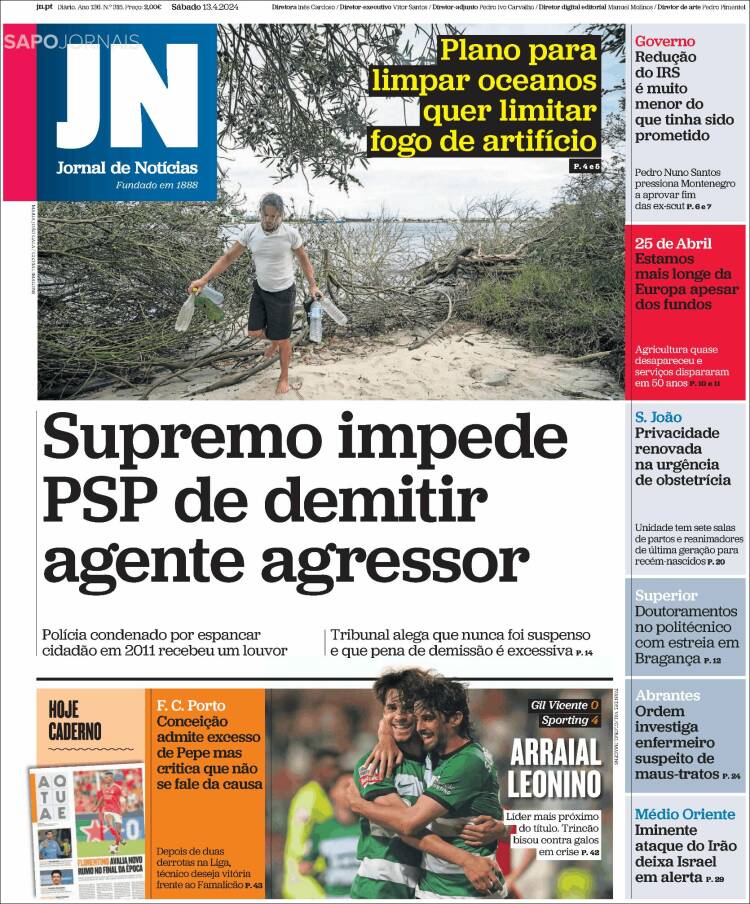 Portada de Jornal de Notícias (Portugal)