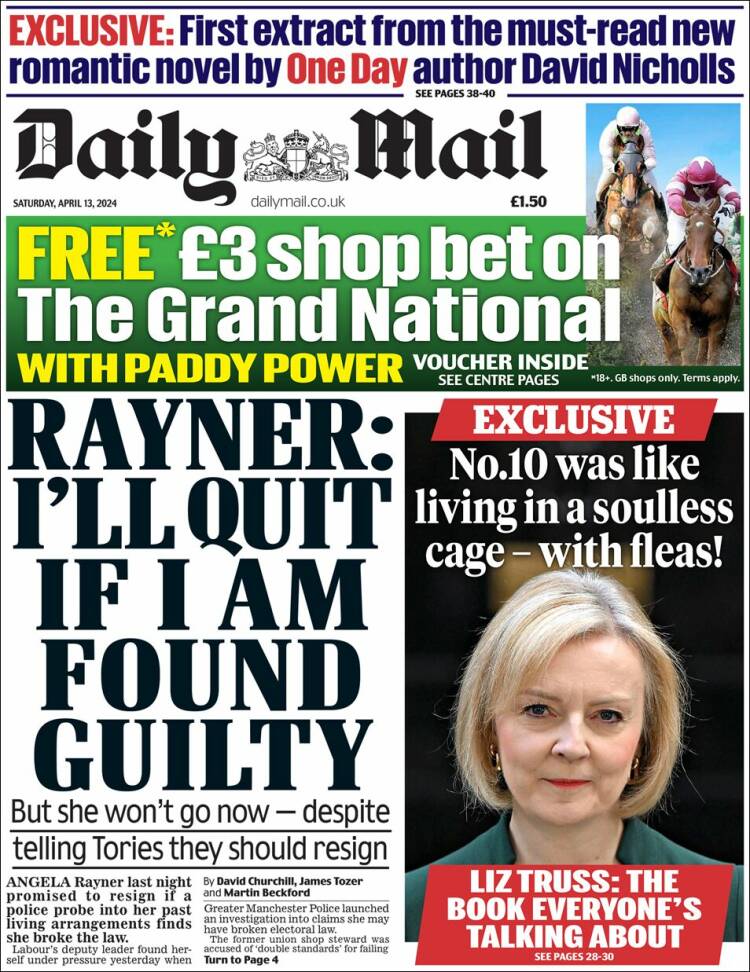 Portada de Daily Mail (Reino Unido)