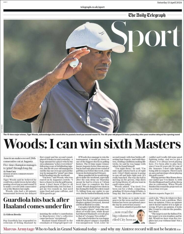 Portada de Telegraph Sport (Reino Unido)