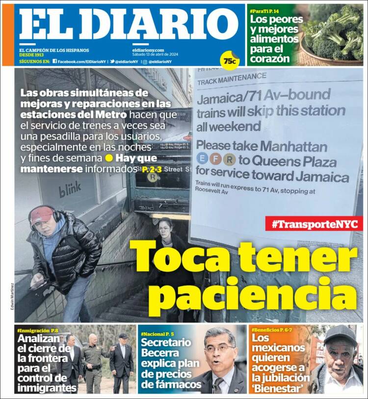 Portada de El Diario NY (USA)