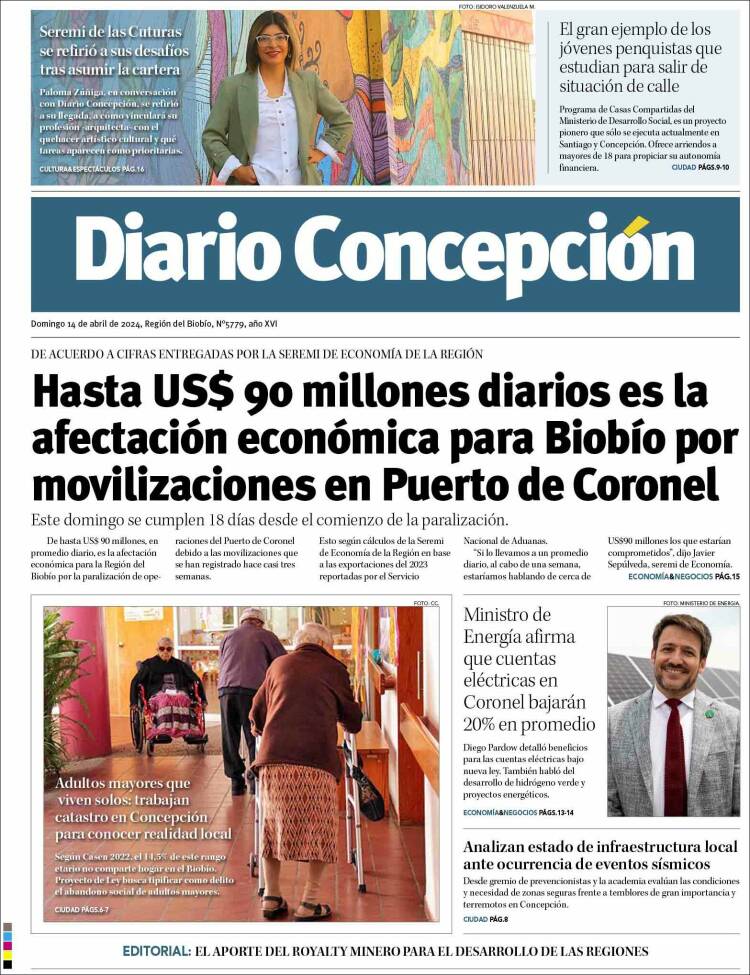 Portada de Diario de Concepción (Chile)