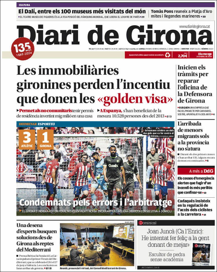 Portada de Diari de Girona (España)