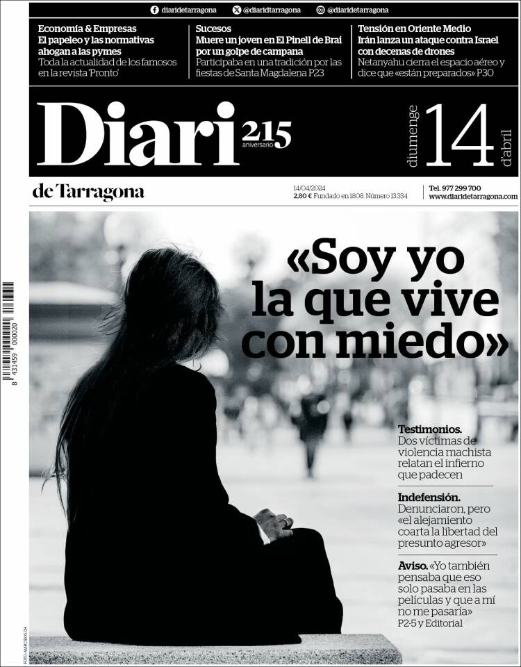 Portada de Diari de Tarragona (España)