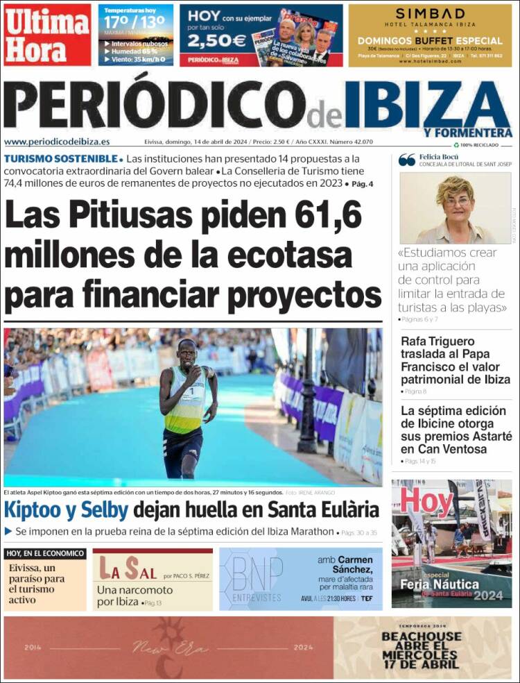 Portada de Periódico de Ibiza (España)