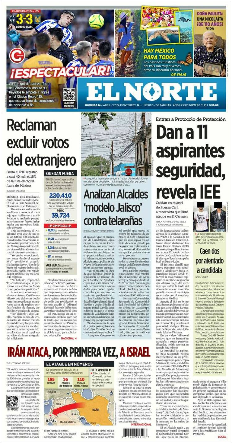 Portada de El Norte (Mexico)