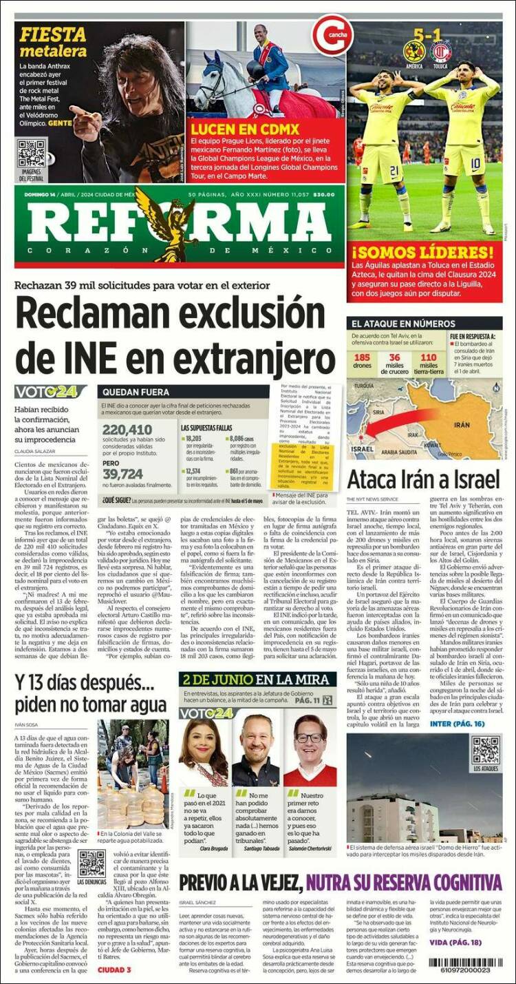 Portada de Reforma (México)