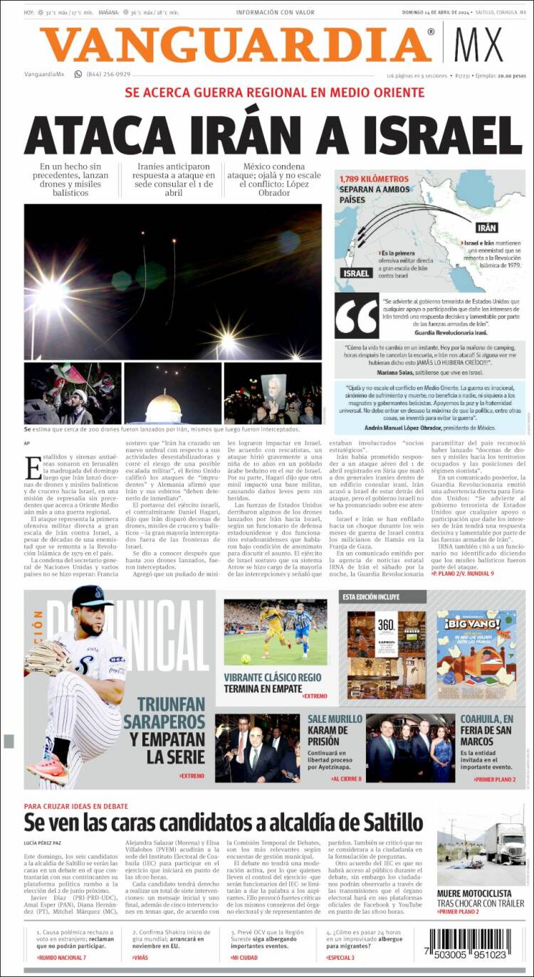 Portada de Vanguardia (Mexico)