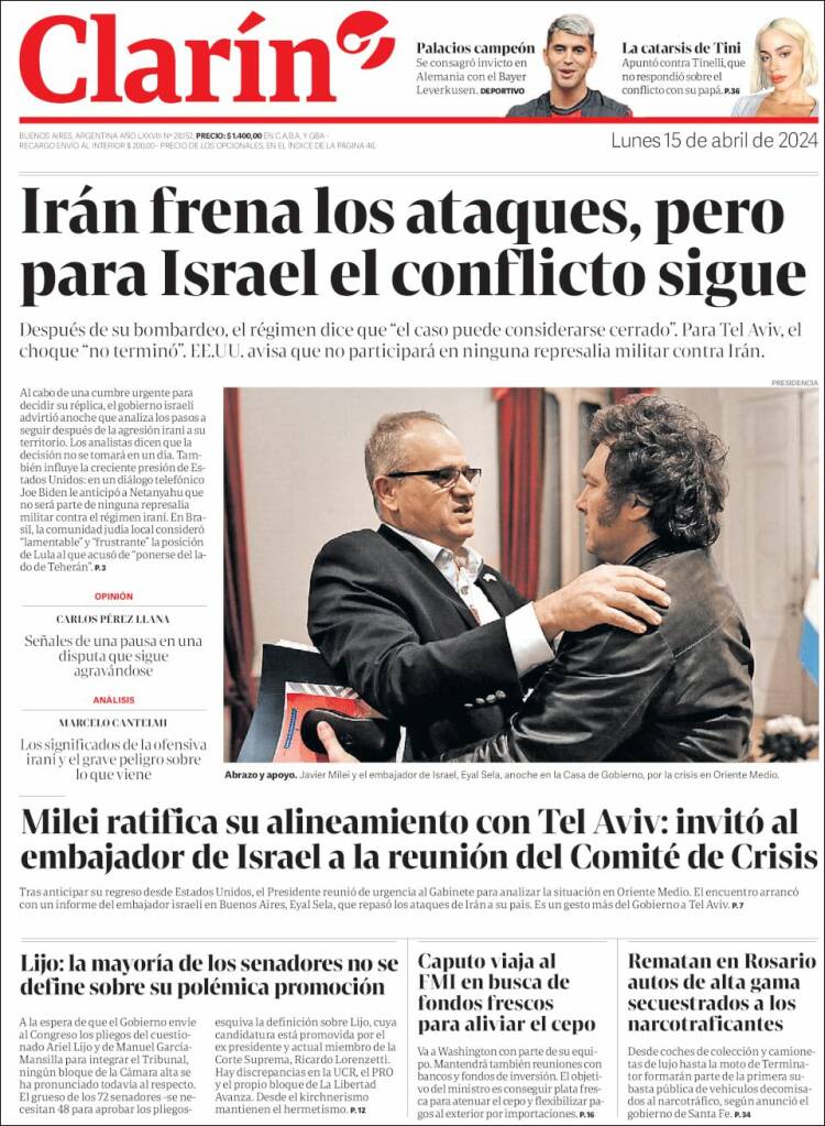 Portada de Clarín (Argentina)