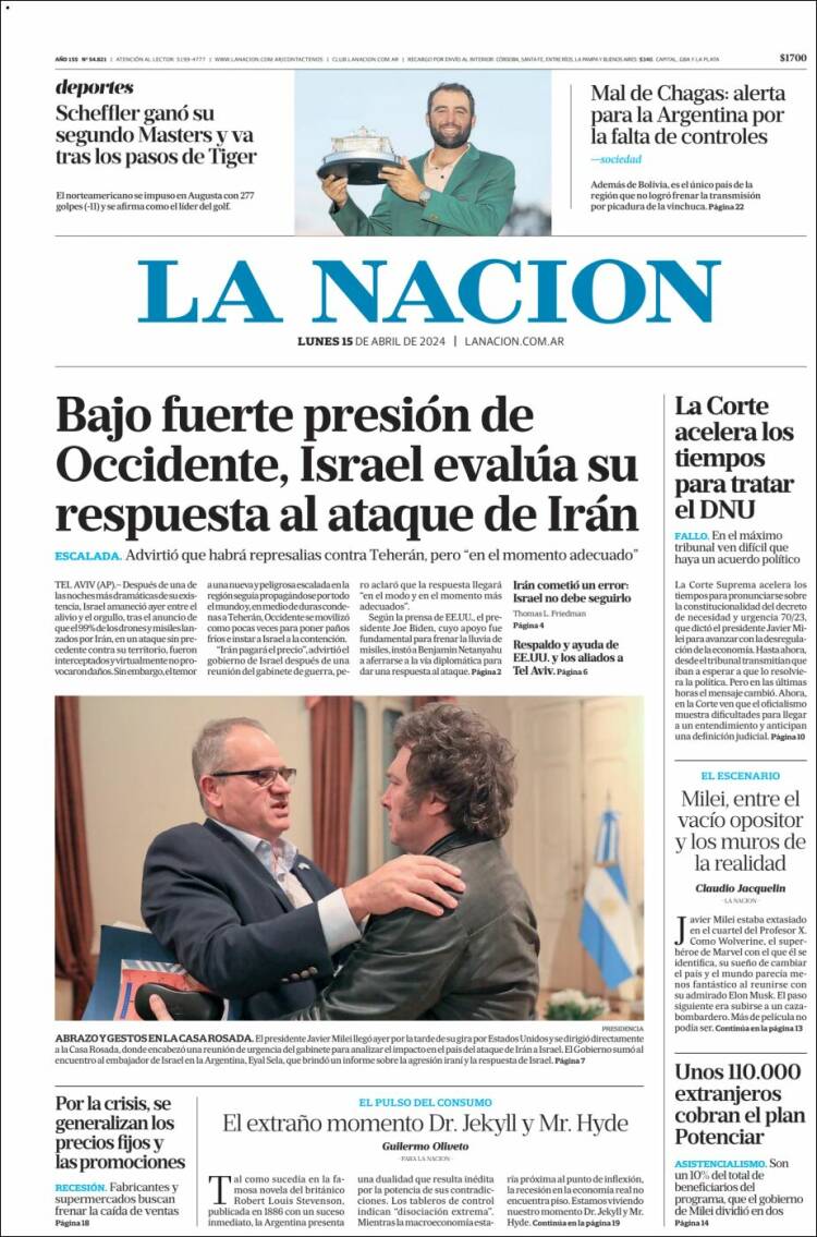 Portada de La Nación (Argentina)