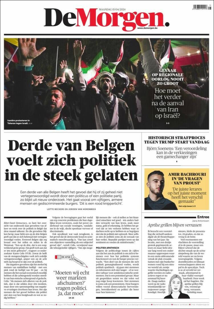 Portada de De Morgen (B&eacute;lgica)
