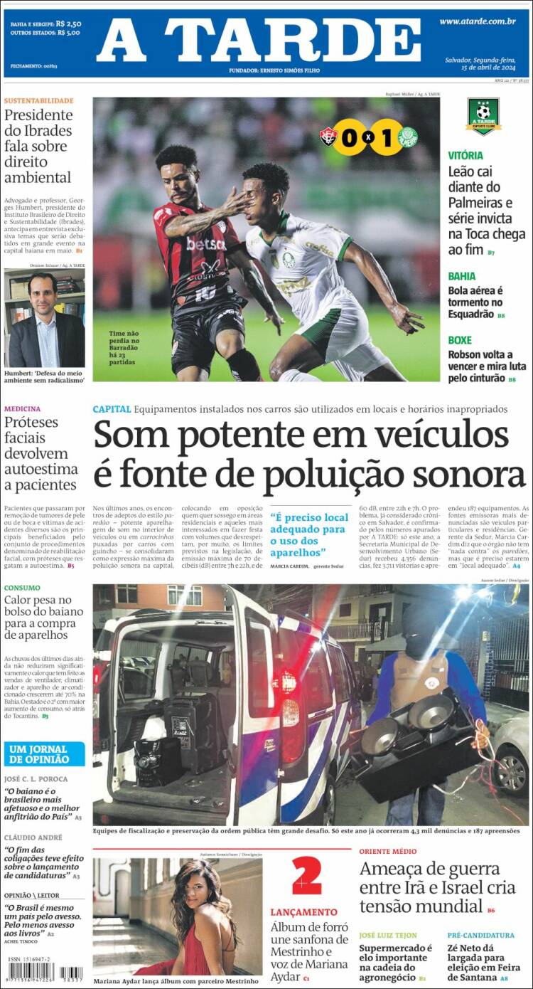 Portada de Diário A Tarde (Brasil)