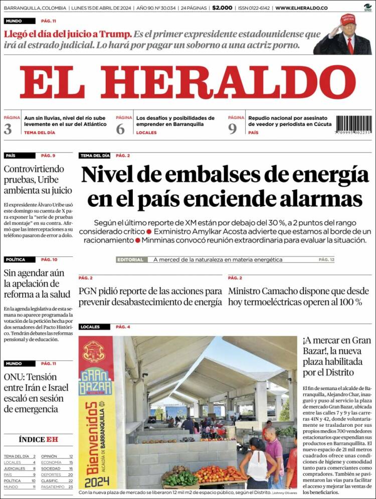 Portada de El Heraldo (Colombia)