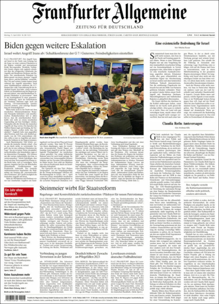 Portada de Frankfurter Allgemeine (Alemania)