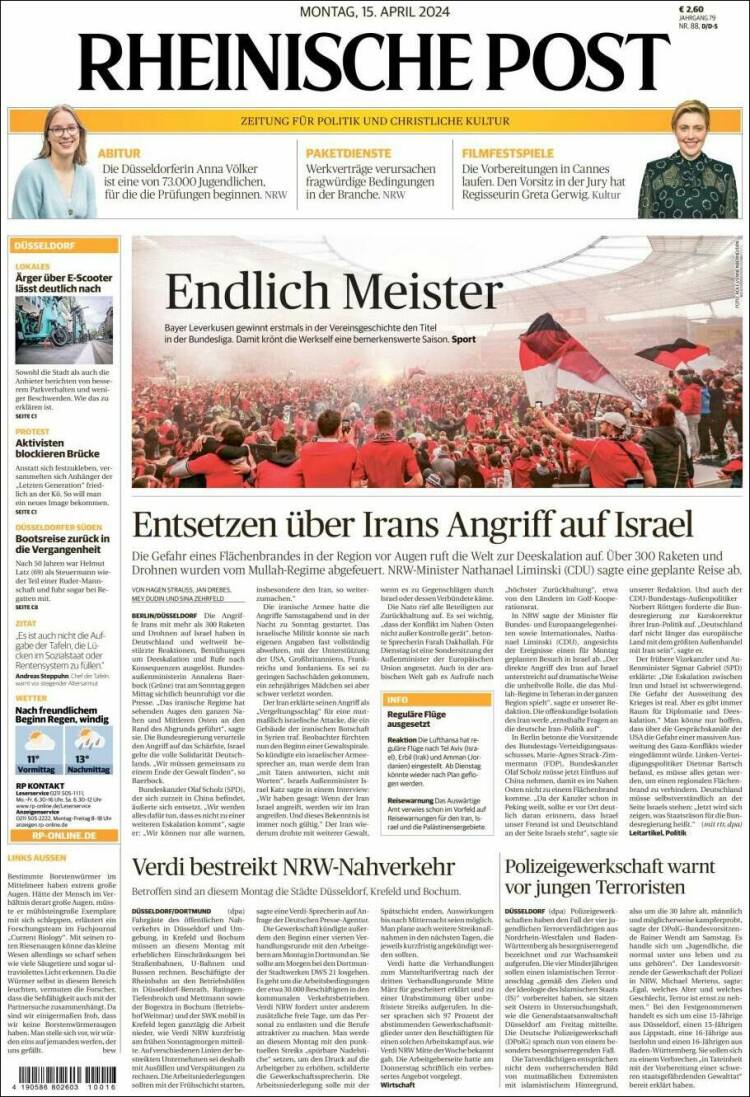 Portada de Rheinische Post (Alemania)