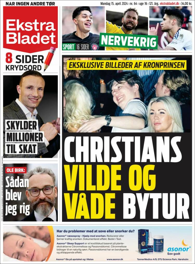 Portada de Ekstra Bladet (Dinamarca)