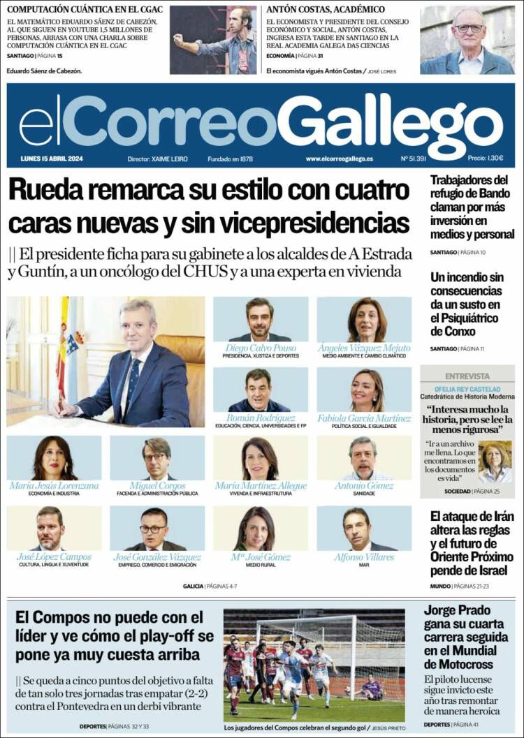 Portada de El Correo Gallego (España)