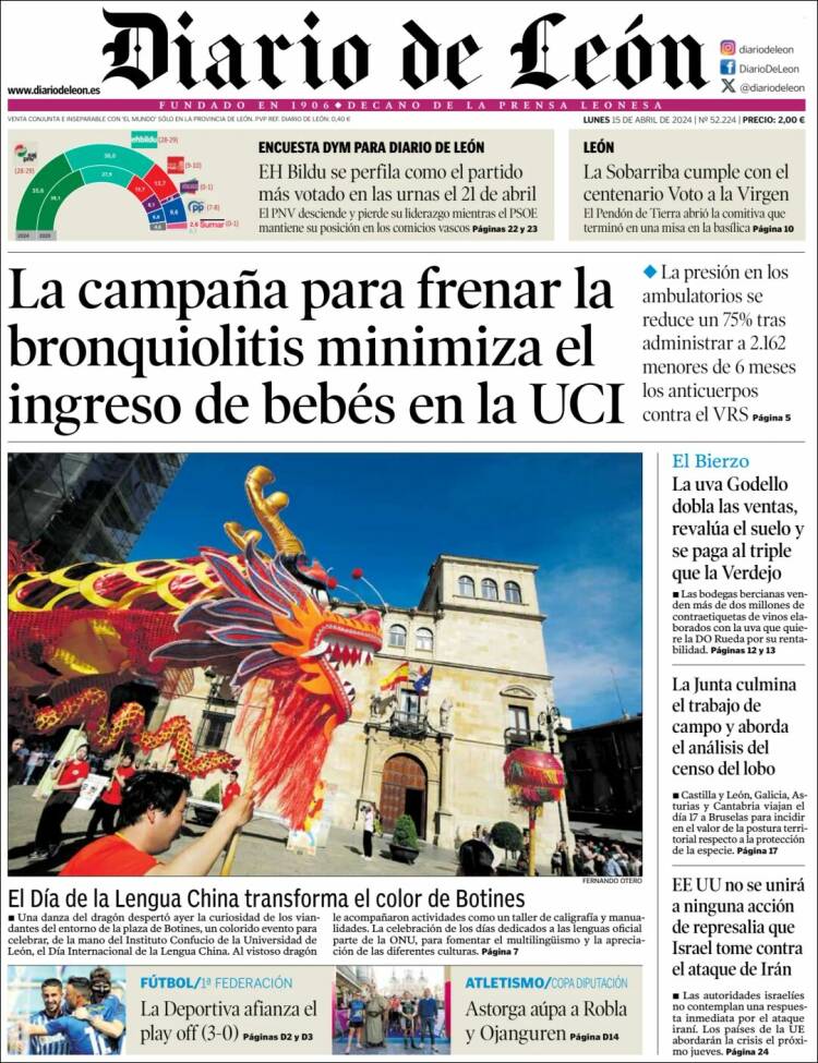 Portada de Diario de León (España)