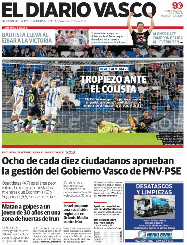 Portada de Diario Vasco (España)