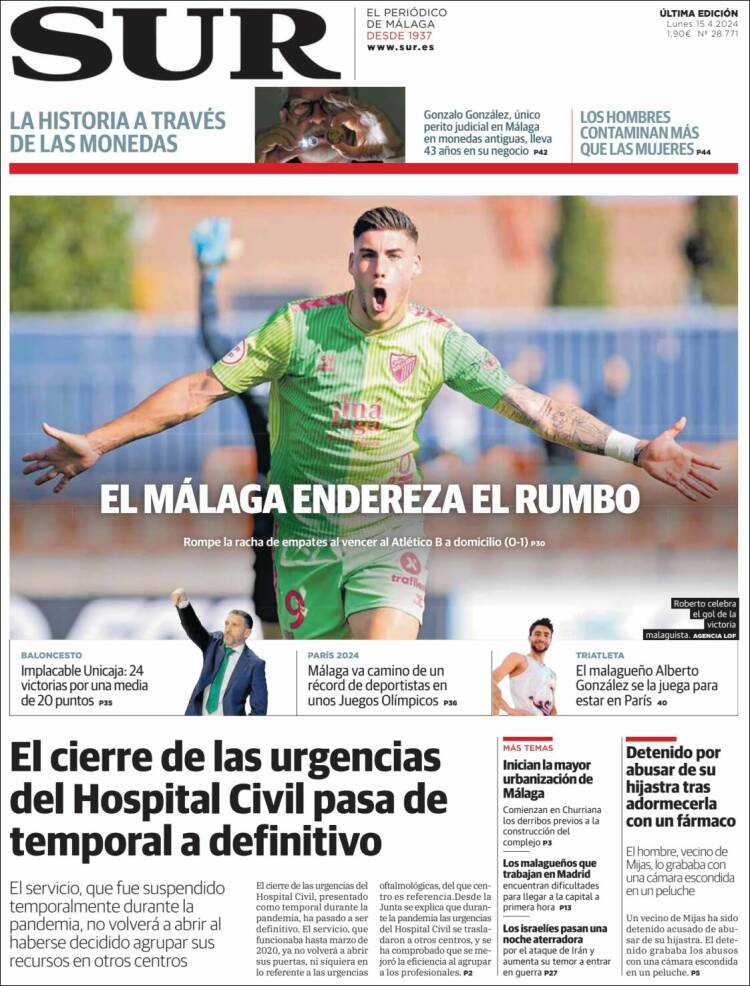 Portada de Diario el Sur (España)