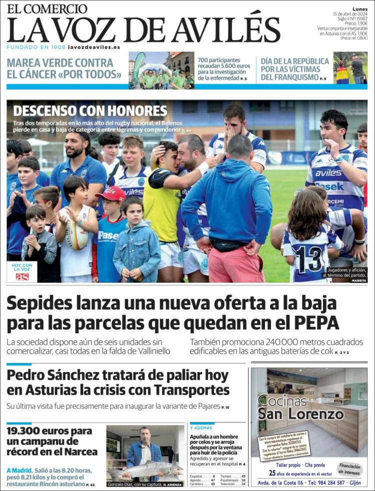 Portada de El Comercio - Avilés (España)