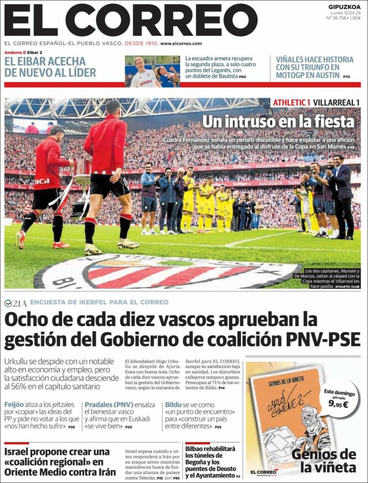 Portada de El Correo - Guipuzcoa (España)