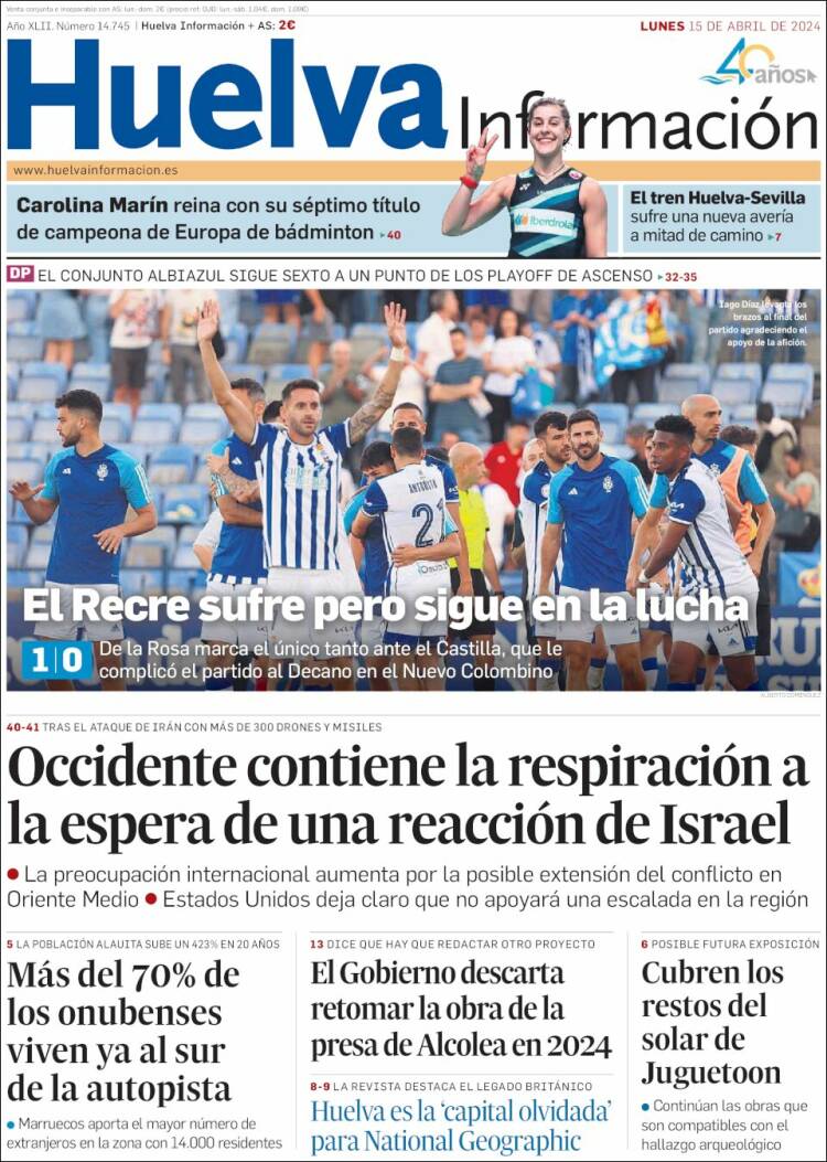 Portada de Huelva Información (España)