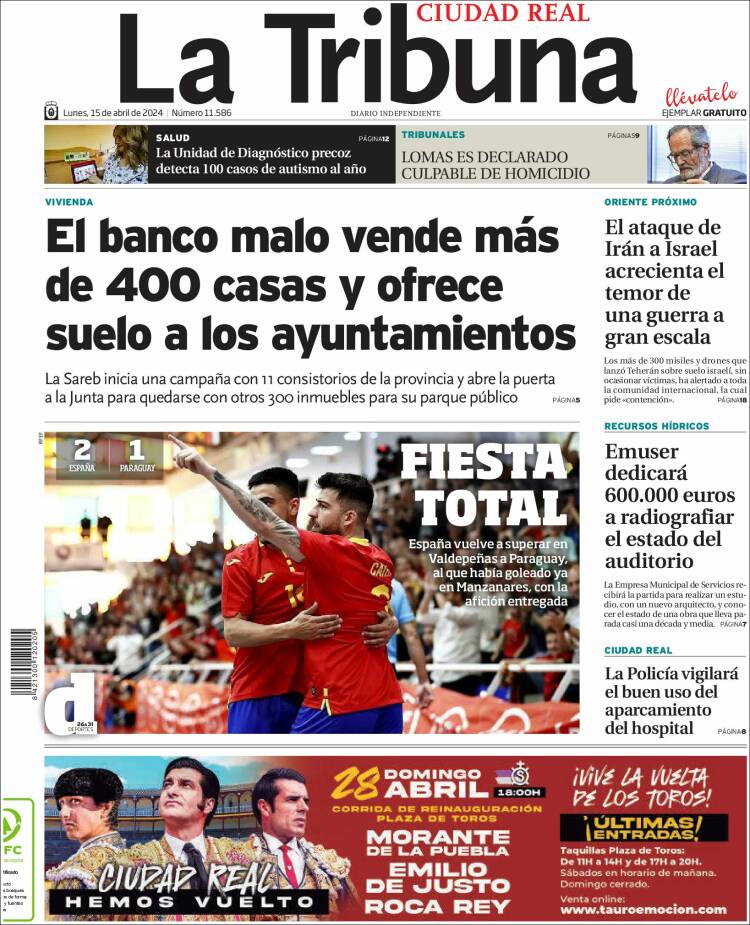 Portada de La Tribuna de Ciudad Real (España)