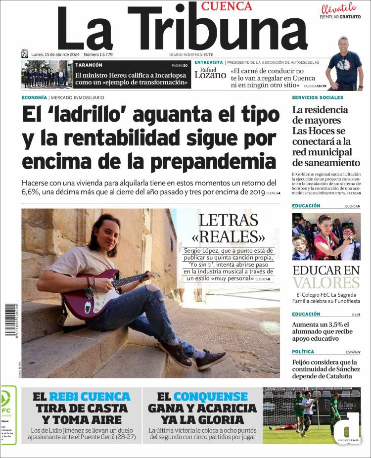 Portada de La Tribuna de Cuenca (España)