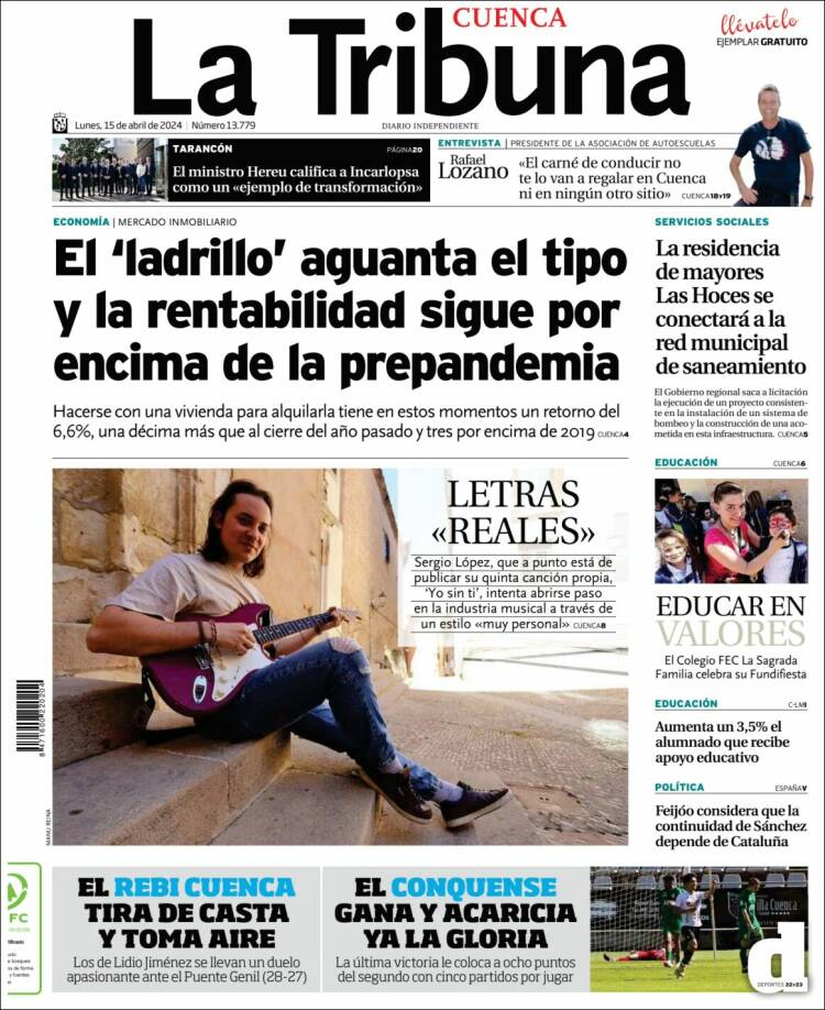 Portada de La Tribuna de Cuenca (España)