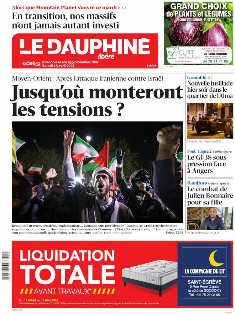 Portada de Le Dauphiné Libéré (Francia)