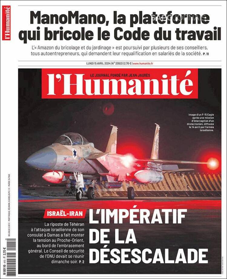 Portada de l'Humanite (Francia)