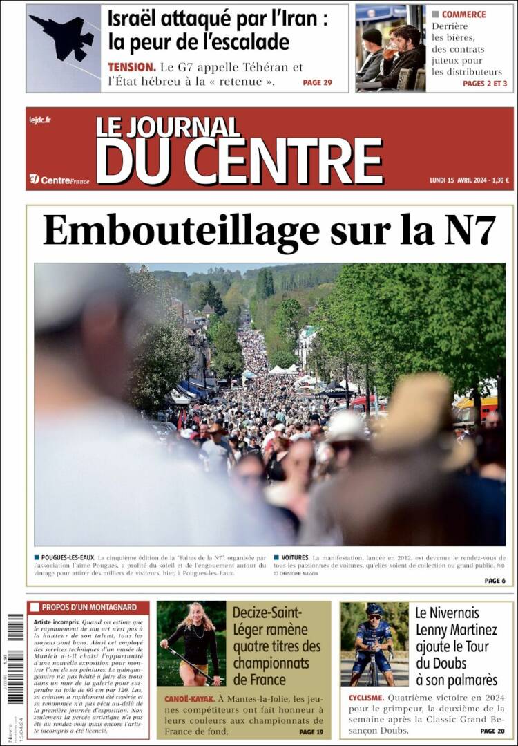 Portada de Le Journal du Centre (Francia)