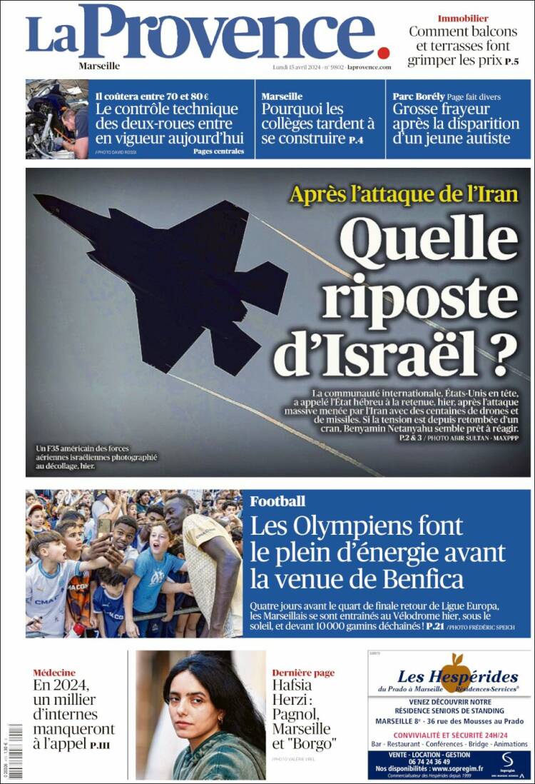 Portada de La Provence (Francia)