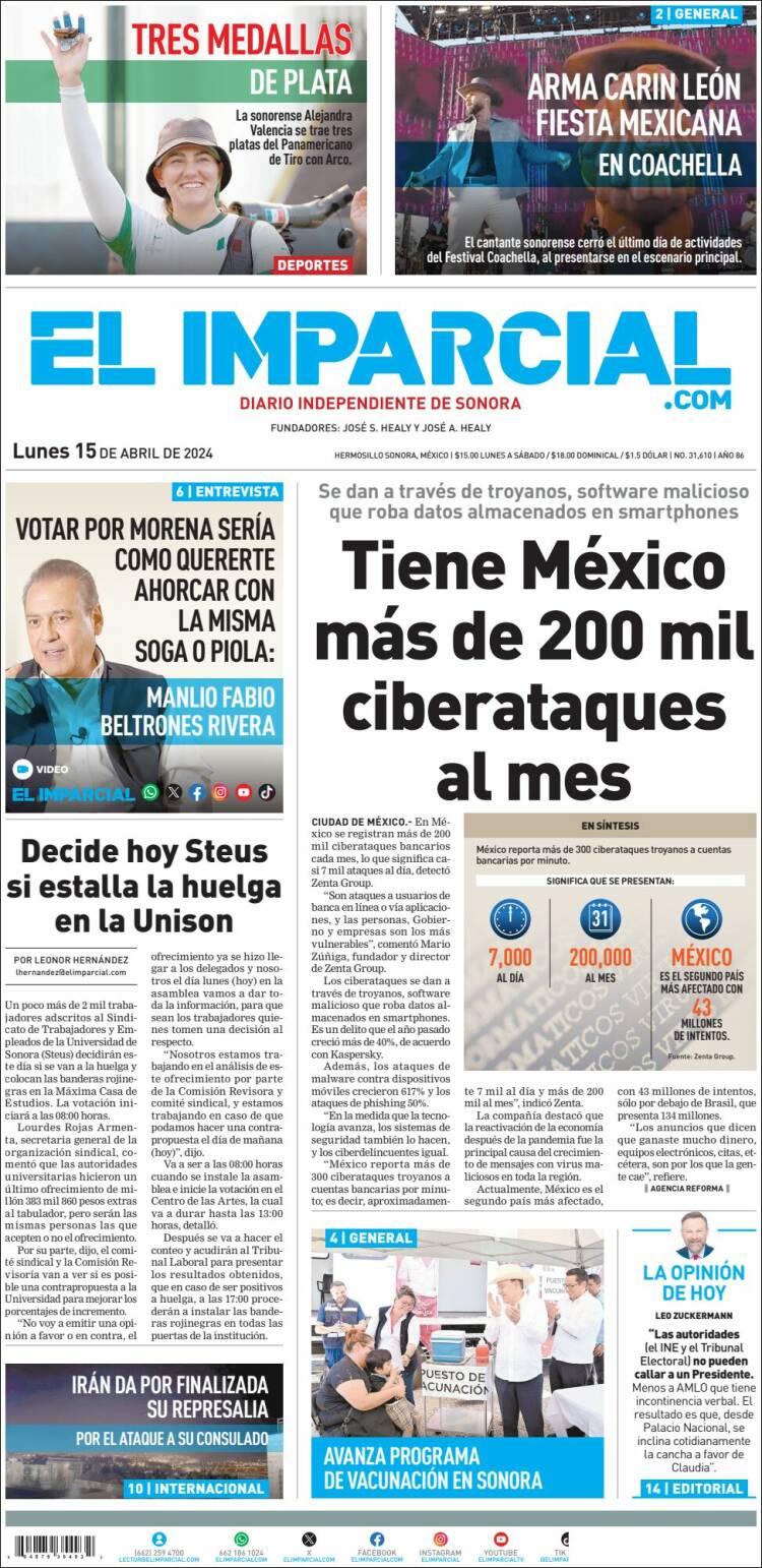 Portada de El Imparcial (M&eacute;xico)
