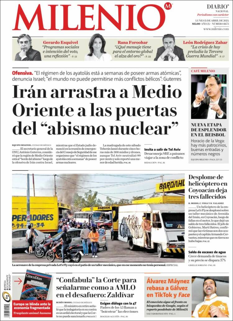 Portada de Milenio (M&eacute;xico)