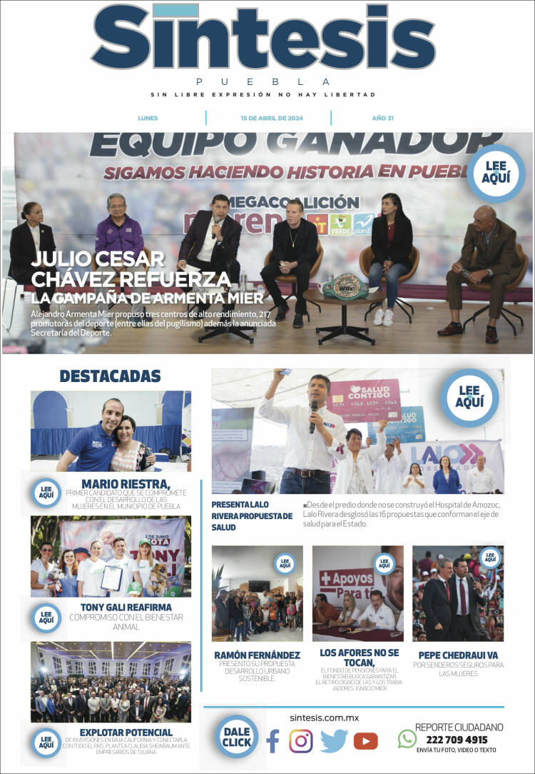 Portada de Síntesis - Puebla (M&eacute;xico)