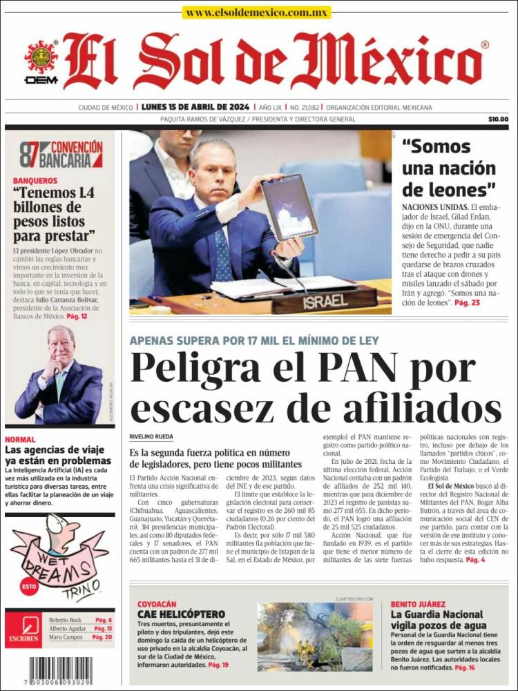 Portada de El Sol de México (M&eacute;xico)