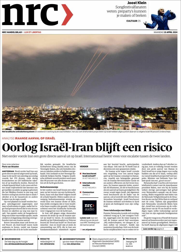 Portada de NRC Handelsblad (Pa&iacute;ses Bajos)