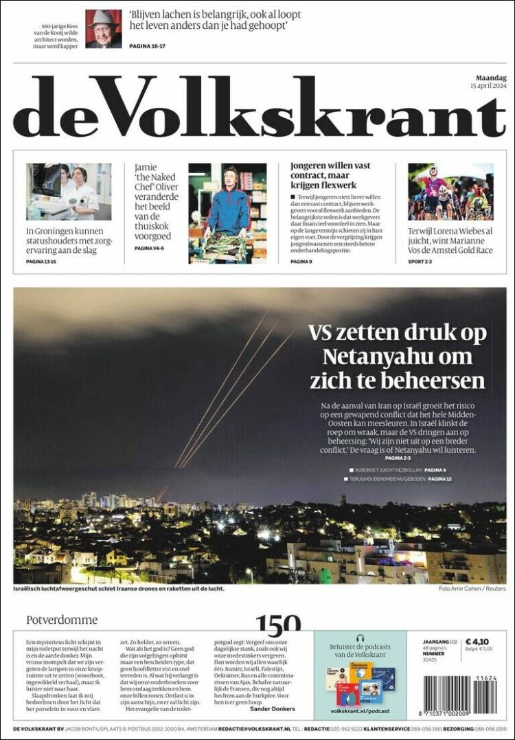 Portada de De Volkskrant (Pa&iacute;ses Bajos)