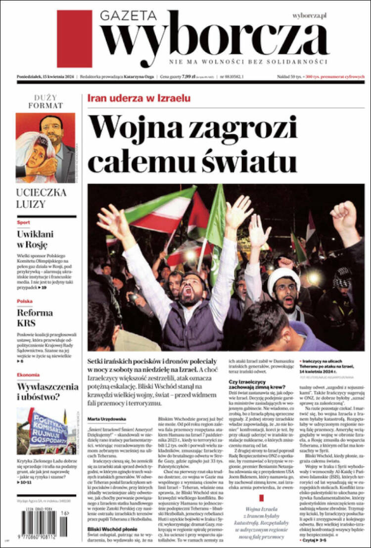Portada de Gazeta Wyborcza (Polonia)