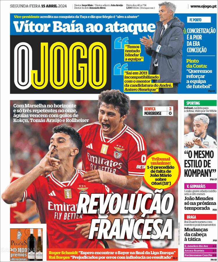 Portada de O Jogo (Portugal)